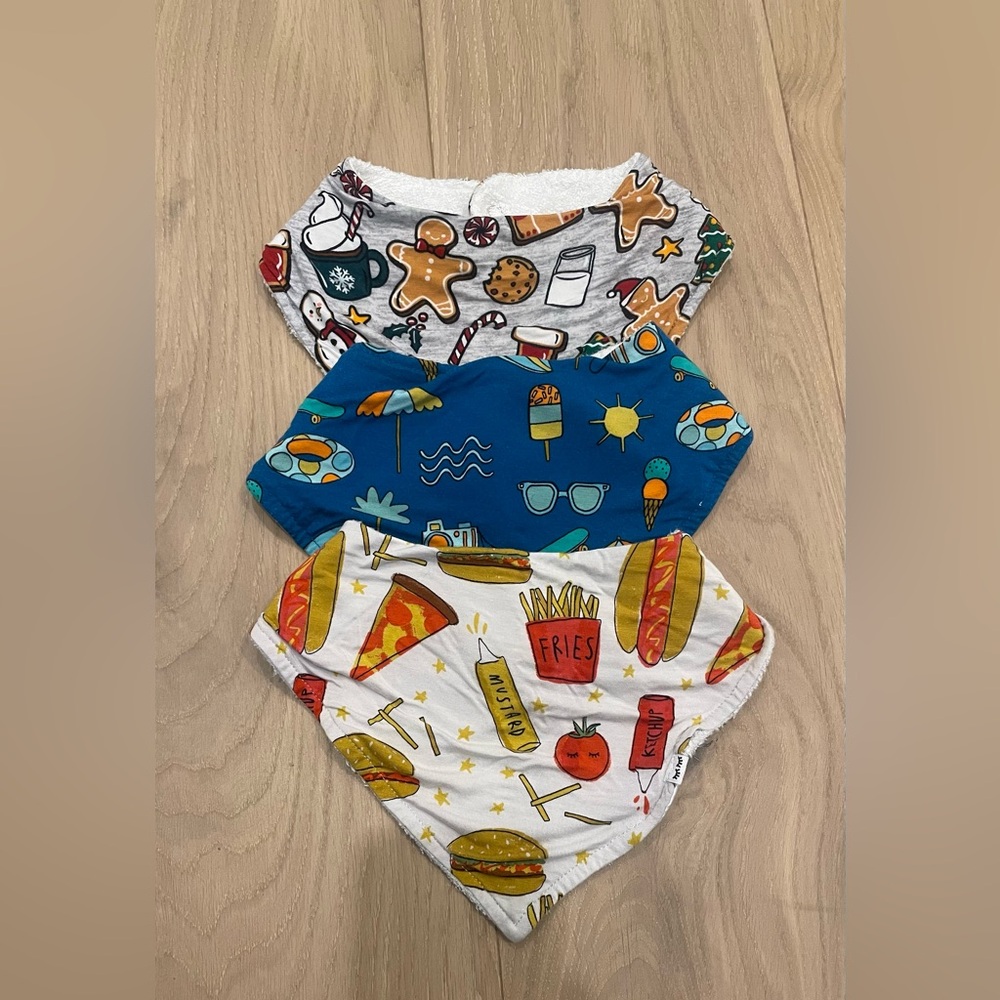 Little sleepies 3- Pack Baby bamboo Bibs - Holiday, Beach & Food